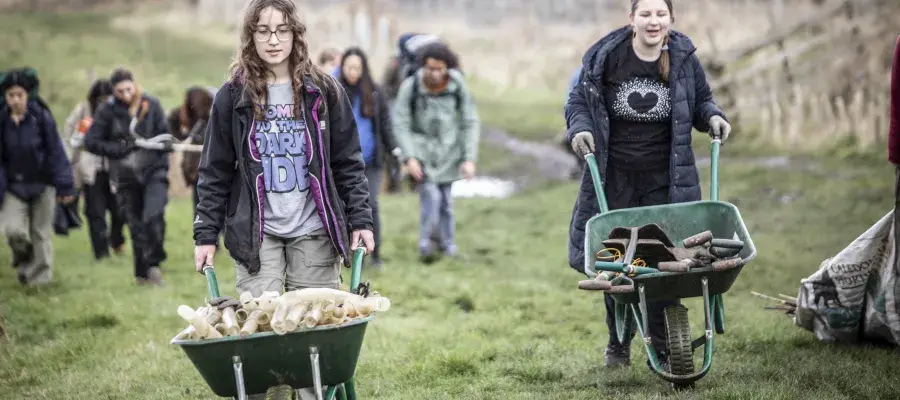Dirty Weekenders society volunteering at Lauriston Farm, March 2024 Planting trees and making fences. 