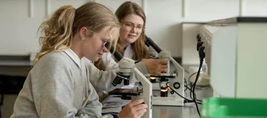 Castlebrae Community Campus - school students with microscopes