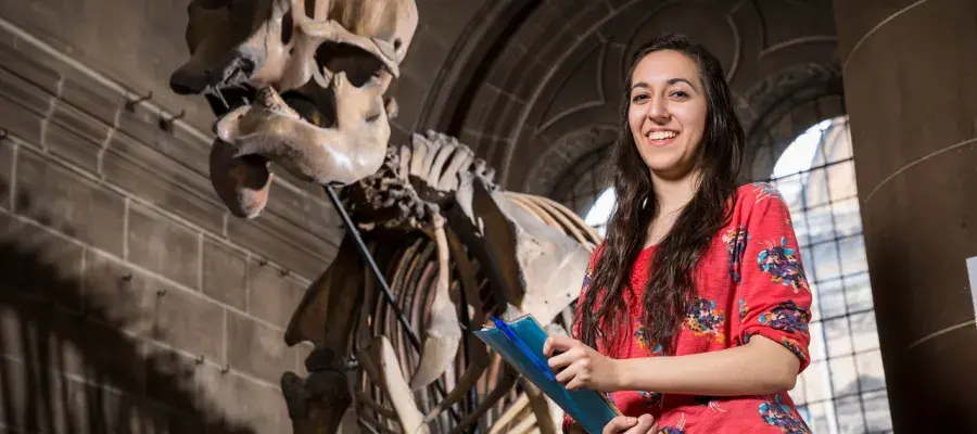 Student in Old Medical School  Outside the Anatomy Museum, Old Medical School Open to the World student recruitment campaign [Laurence Winram]