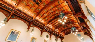 Hammerbeam ceiling in Rainy Hall, New College. 
