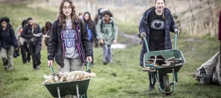 Dirty Weekenders society volunteering at Lauriston Farm, March 2024 Planting trees and making fences. 