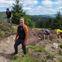 Estates Department volunteering with Tweed Valley Trail Association. Staff volunteering.