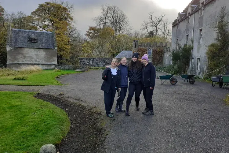 Gardening at Malleny Gardens in Balerno. Staff volunteering.