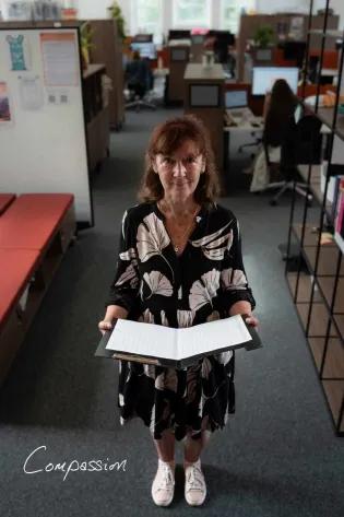 Lynn Reid used to train and work as a nurse in the hospital. Borne by the walls exhibition. Photographer: Gintare Kulyte